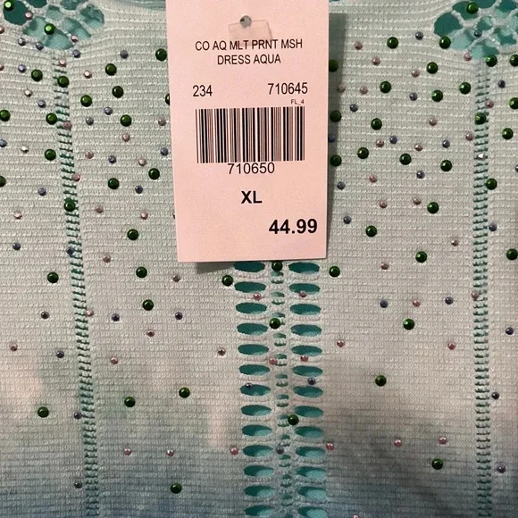 One World Ladies Aqua Sleeveless Dress. Size XL NWT - Picture 3 of 5